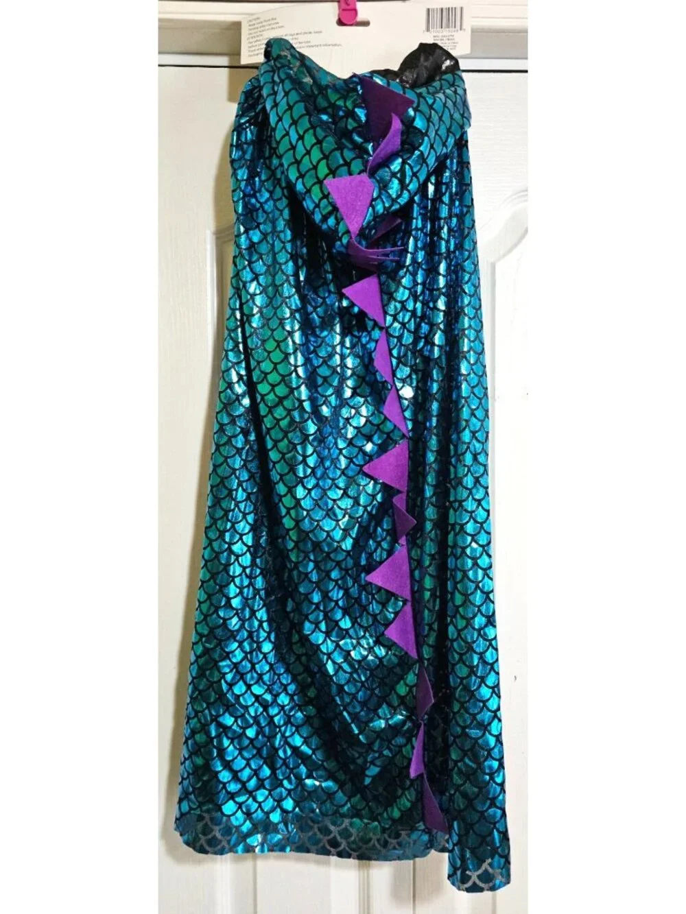 Blue Purple Scale Dragon Dinosaur Hooded Cape Halloween Dress Up Castle Kids NEW